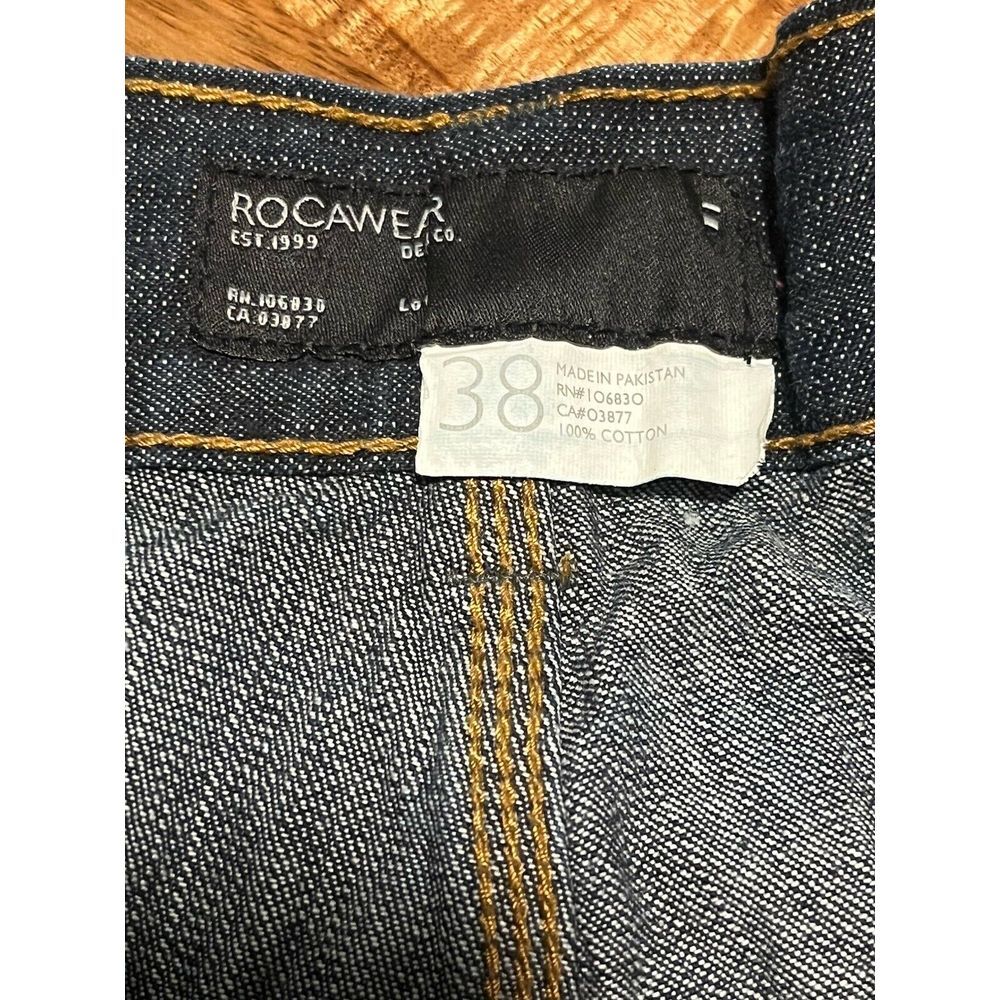 Vintage Rocawear Jeans Mens 38 Dark Denim Pants Baggy Fit Embroidered Pockets - Picture 3 of 8